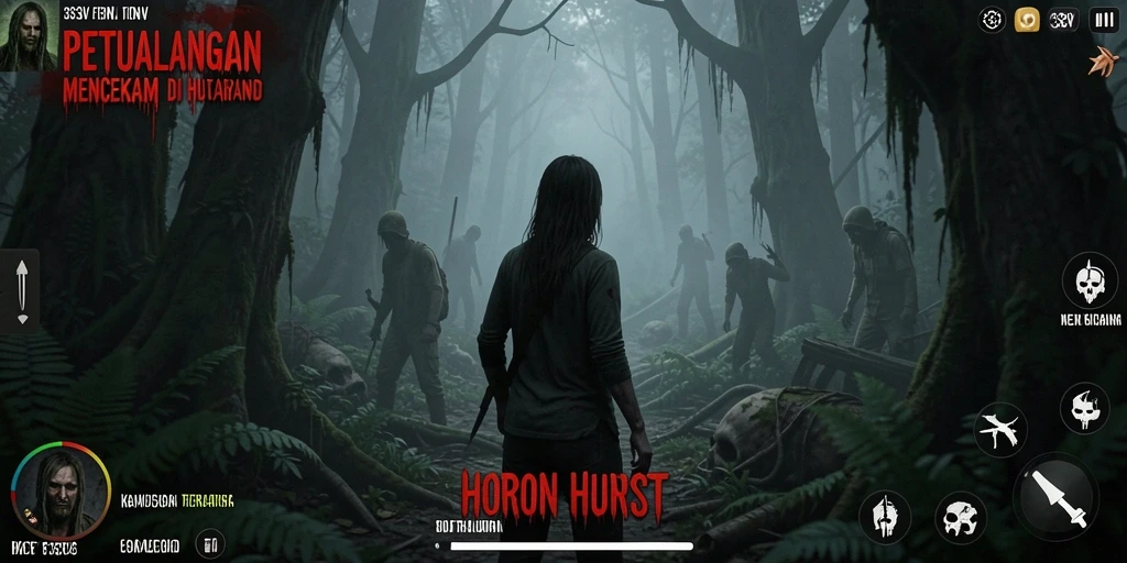 Antarmuka menyeramkan dari game 333V di hutan angker.