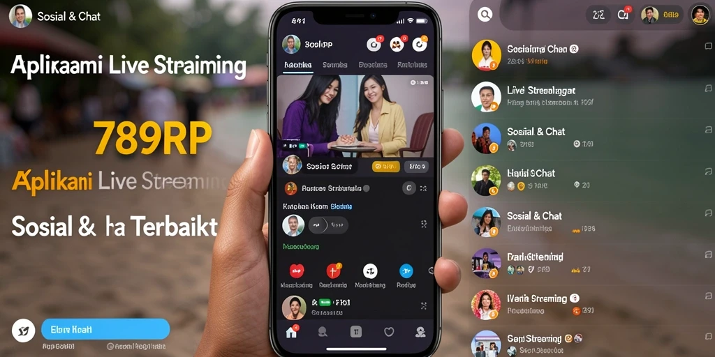 Antarmuka aplikasi 789RP saat live streaming dengan fitur interaktif.