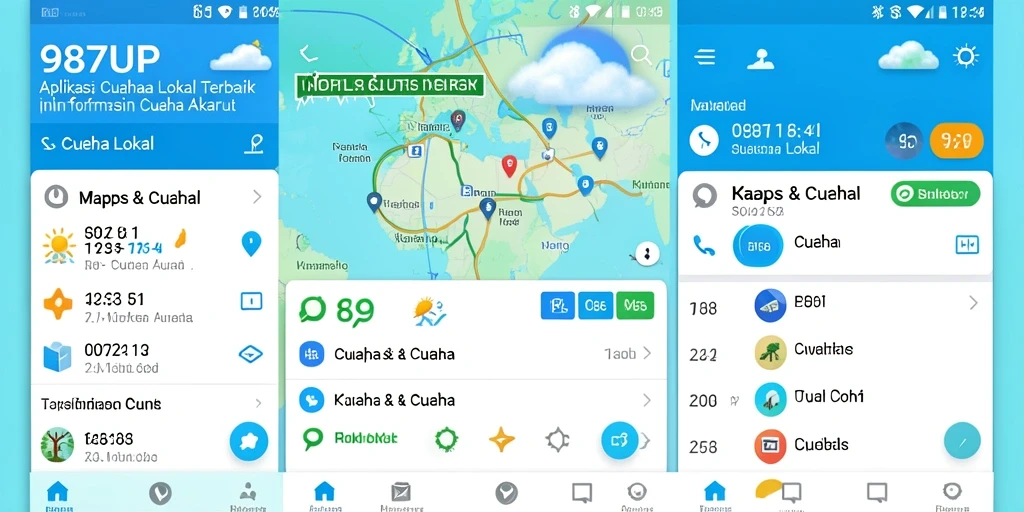 Antarmuka aplikasi Cuaca Lokal 987UP yang informatif dan menarik
