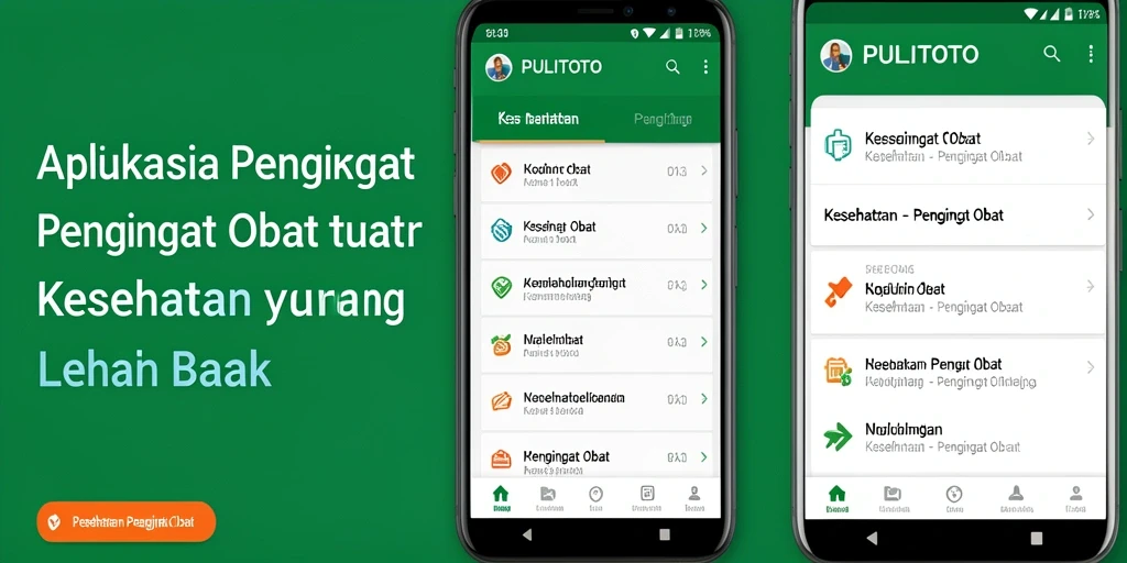Tampilan antarmuka PULITOTO dengan pengingat obat yang jelas.